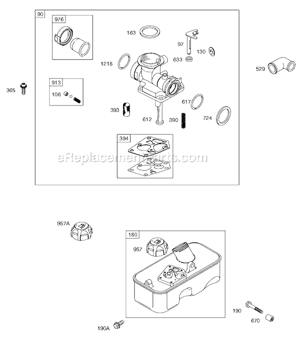 Page C Diagram and Parts List for 9L900SERIES  Briggs and Stratton Engine